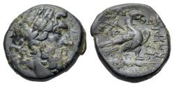Ancient Coins - Phrygia, Amorion, c. 2nd-1st century BC. Æ 18mm R/ EAGLE on thunderbolt