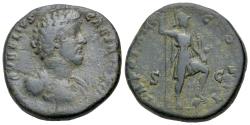 Ancient Coins - Marcus Aurelius (Caesar, 139-161). Æ Sestertius. Rome, 158-9. R/ Virtus standing VERY RARE BUST TYPE