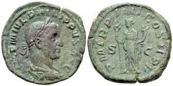 Ancient Coins - Philip I (244-249). Æ Sestertius. Rome, AD 247. R/ FELICITAS