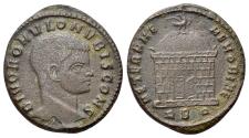 Ancient Coins - Divus Romulus (died 309). Æ Nummus - Follis. Rome, 310-1. R/ Domed, hexastyle temple