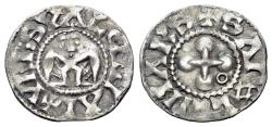 Ancient Coins - CRUSADERS France, Provincial Valence, Uncertain Bishop, 13th cent. AD. AR Denier