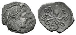 Ancient Coins - Sicily, Syracuse, c. 466-460 BC. AR Litra. R/ OCTOPUS