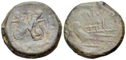 Ancient Coins - ROME REPUBLIC Anonymous (circa 2nd century BC). Imitative Æ As. Spanish mint (?) VERY RARE