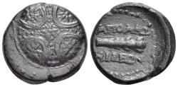 Ancient Coins - Lydia, Apollonis. Late 2nd-1st century BC. Æ 18mm. Macedonian shield / CLUB