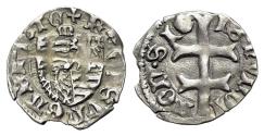 World Coins - Hungary. Sigismund I (1506-1548). AR Denar. Patriarchal cross  R/ Hungarian arms