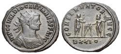 Ancient Coins - Diocletian (AD 284-305). BI Antoninianus. Siscia. R/ Emperor and Jupiter  Ex V.C. Vecchi & Son