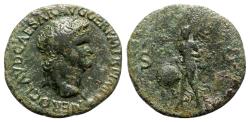Ancient Coins - Nero (54-68). Æ As - Lugdunum - R/ Victory