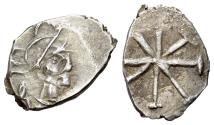Ancient Coins - Constantine IV Pogonatus (668-685). AR Half Siliqua. Italian mint. Helmeted, draped and cuirassed bust of Constantinopolis. R/ Large TX monogram. VERY RARE