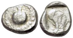 Ancient Coins - Pamphylia, Side, c. 460-430 BC. AR Stater. Pomegranate  R/ Helmeted head of Athena