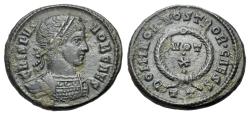 Ancient Coins - Crispus (as Caesar, AD 316-326). Æ Nummus. Ticinum mint. R/ DOMINORVM NOSTRORVM CAESS / TT - VOT X