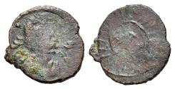 Ancient Coins - Indo-Roman Coinage (4th-5th century AD). Imitating Late Roman Bronzes types. R/ Cross within circle, surrounded by spiral pattern or imiting wheel.
