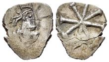 Ancient Coins - Constantine IV Pogonatus (668-685). AR Half Siliqua. Italian mint. Helmeted, draped and cuirassed bust of Constantinopolis. R/ Large TX monogram. VERY RARE