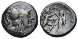Ancient Coins - Kings of Macedon. Antigonos II Gonatas (277/6-239 BC). Æ 19mm R/ Pan, erecting trophy.