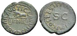 Ancient Coins - Claudius (AD 41-54). Æ Quadrans. Rome, AD 42. Hand l., holding scales; PNR below. R/ Large S • C