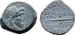 Ancient Coins - Seleukis and Pieria, Seleukeia Æ 22mm. Dated SE 166 = 147/6 BC. R/ Winged thunderbolt