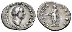 Ancient Coins - Vespasian (AD 69-79) AR Denarius.  R/ AEQUITAS  Bold portrait