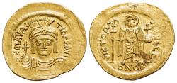 Ancient Coins - Maurice Tiberius (AD 582-602). AV Solidus. Constantinople mint, 4th officina. Struck 583/4-602.