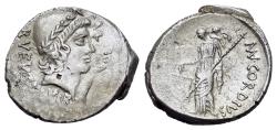 Ancient Coins - ROME REPUBLIC Moneyer issues of Imperatorial Rome. Mn. Cordius Rufus. 46 BC. AR Denarius.  Conjoined heads of the Dioscuri R/ Venus Verticordia