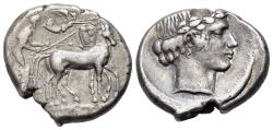 Ancient Coins - SICILY, Katane. Circa 445-435 BC. AR Tetradrachm  Ex Freeman & Sear inventory KMF001 (1 April 2006).