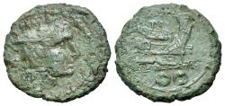 Ancient Coins - ROME REPUBLIC Anonymous, Rome or Central Italy (Etruria?), after 211 BC. Æ Sextans SCARCE