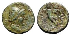 Ancient Coins - Bruttium, Vibo Valentia, c. 193-150 BC. Æ Semis