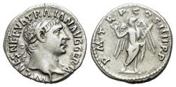 Ancient Coins - Trajan (AD 98-117) AR Denarius, Rome, 102.  R/ VICTORY