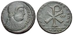 Ancient Coins - Magnentius (AD 350-353). Æ Double Maiorina (25mm). Lugdunum (Lyon) mint. R/ Large Christogram