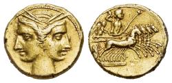 Ancient Coins - ITALY Bruttium, Carthaginian occupation under Hannibal. Circa 215-205 BC. EL Three-eighths Shekel NICE and RARE !!