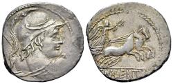 Ancient Coins - ROME REPUBLICAN Cn. Lentulus Clodianus, Rome, 88 BC. AR Denarius. Helmeted bust of Mars  R/ Victory driving biga