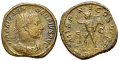 Ancient Coins - Severus Alexander (222-235). Æ Sestertius. Rome, AD 232. R/ SOL