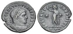 Ancient Coins - Constantine I (307/310-337). Æ Nummus - Follis. Ticinum, AD 314. R / SOLI INVICTO COMITI, Sol