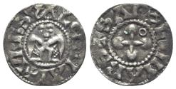 World Coins - CRUSADERS France, Provincial Valence, Uncertain Bishop, 13th cent. AD. AR Denier