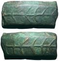 Ancient Coins - Central Italy, uncertain mint Æ Currency Bar. Circa 6th-4th centuries BC. 'Ramo secco' pattern on each side.