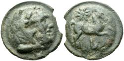 Ancient Coins - ITALY. Apulia, Luceria (circa 217-212 BC) Cast Æ Nummus (47.00 mm., 76.84 g.). Head of Herakles R/ HORSE