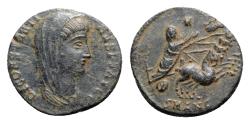 Ancient Coins - Divus Constantine I (died 337). Æ 15mm. Antioch, 337-340. R/ Constantine in quadriga