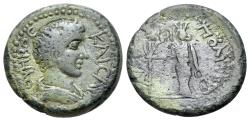 Ancient Coins - Marcus Aurelius (Caesar, 139-161). Macedon, Amphipolis. Æ 20mm. R/ Turreted Artemis Tauropolos