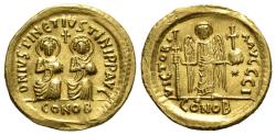 Ancient Coins - Justin I & Justinian I (AD 527). AV Solidus. Constantinople. SCARCE