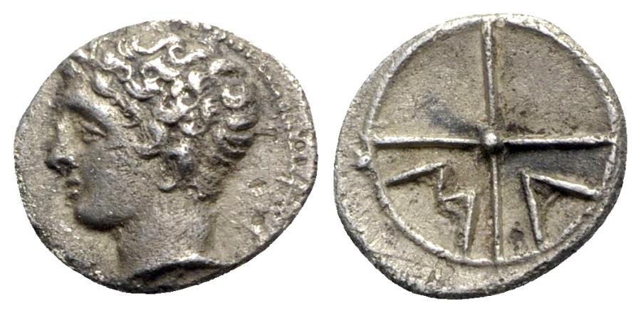 Ancient Coins - Gaul, Massalia, c. 218/5-200 BC. AR Obol