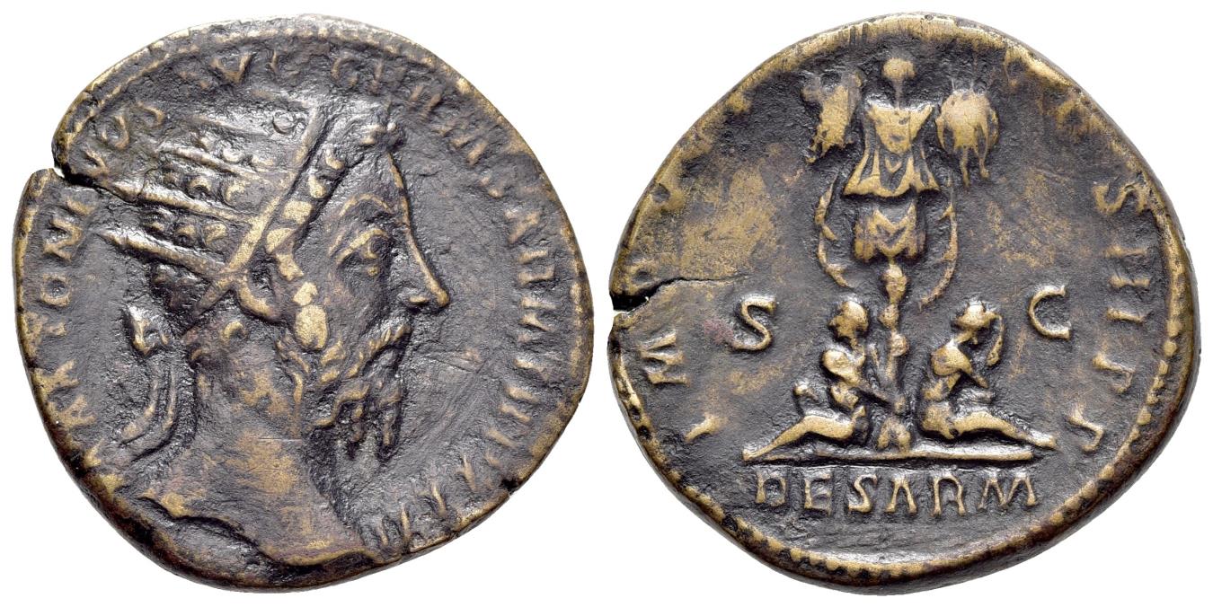 Marcus Aurelius, 161-180. Ae Dupondius, Rome, 177. Struck To 