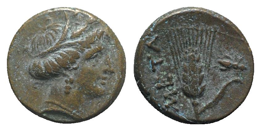 Ancient Coins - Southern Lucania, Metapontion, c. 300-250 BC. Æ