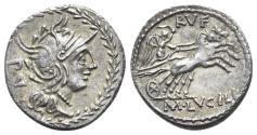 Ancient Coins - ROME REPUBLIC M. Lucilius Rufus, Rome, 101 BC. AR Denarius. R/ Victory, in biga
