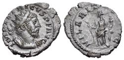 Ancient Coins - Tetricus I (Romano-Gallic Emperor, AD 271-274). BI Antoninianus. Treveri (Trier) mint. 5th emission, circa late AD 273. R/ HILARITAS