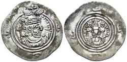 Ancient Coins - Sasanian Kings, Khusrau II (590-628). AR Drachm. WYHC (Weh-az-Amid-Kavād), year 38(?).