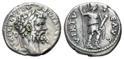 Ancient Coins - Septimius Severus (193-211). AR Denarius. Emesa.  Laureate head r. R/ Virtus standing r.