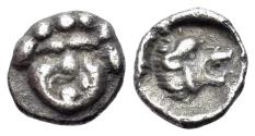 Ancient Coins - Pisidia, Selge, c. 300-190 BC. AR Hemiobol. Facing gorgoneion. R/ Lion's head