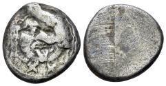 Ancient Coins - ITALY Etruria, Populonia (III century BC). AR 20 Asses Facing head of Metus (Gorgon)