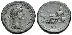 Ancient Coins - Antoninus Pius (AD 138-161). Æ Sestertius. Rome mint. R/ TIBERIS (Tiber)