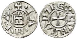 Ancient Coins - Crusader ITALY. Genova (Genoa), Republic, c. 1139-1339. AR Denaro Castle / Cross