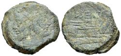 Ancient Coins - ROME REPUBLIC L. Sempronius Pitio, Rome, 148 BC. Æ As. Laureate head of bearded Janus. R/ Prow of galley
