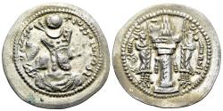 Ancient Coins - Sasanian Kings of Persia, Vahrām V (420-438). AR Drachm. AW (Ahwaz) mint.